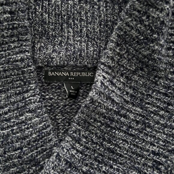 Mens Banana Republic Charcoal Shawl Collar Sweater Size L Cotton/Wool Blend - Picture 5 of 5